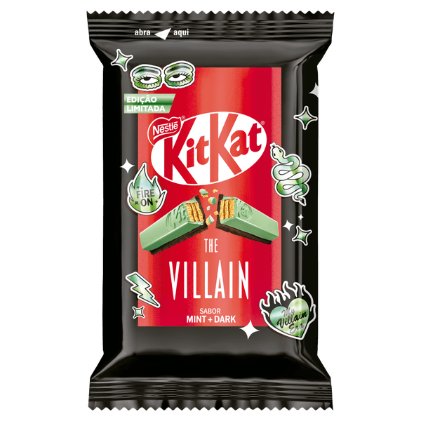 Chocolate KitKat 4 Fingers Villain - 41,5g Wafer Cobertura Mint + Dark The Villain Kitkat - 41,5g