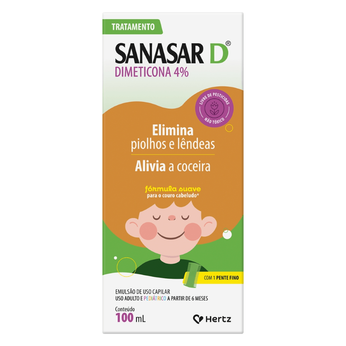 Emulsão Capilar Piolhos e Lêndeas Sanasar D 100ml Kley Hertz