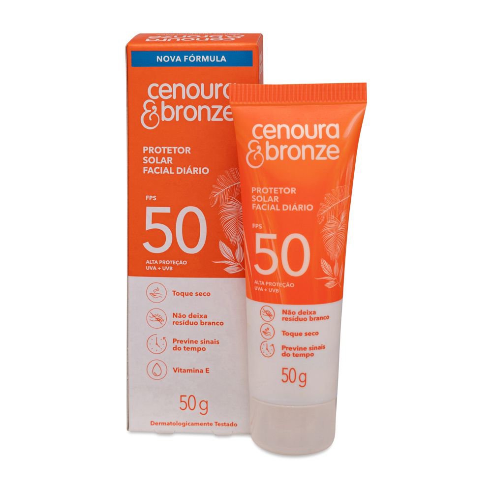Cenoura & Bronze Protetor Solar Facial Toque Seco FPS 50 50g