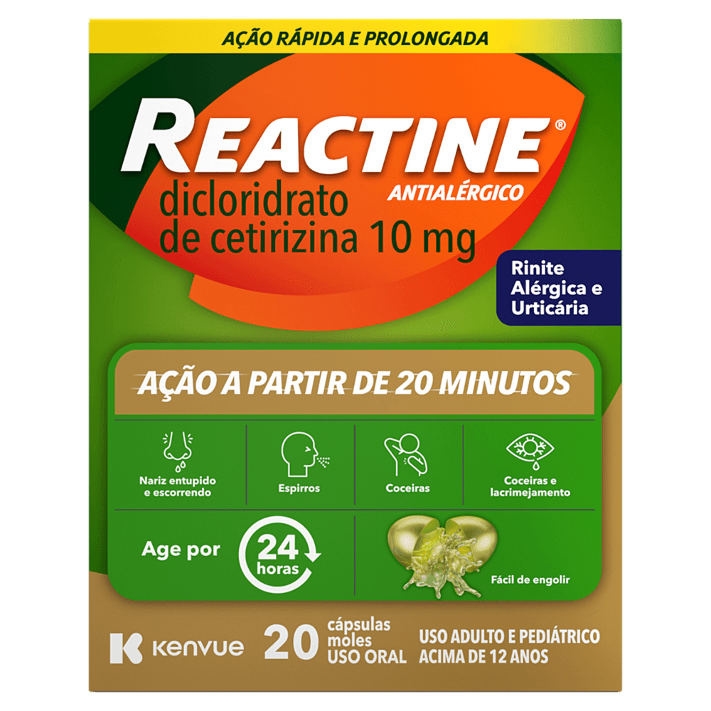 Reactine 10mg Kenvue - 20 Cápsulas