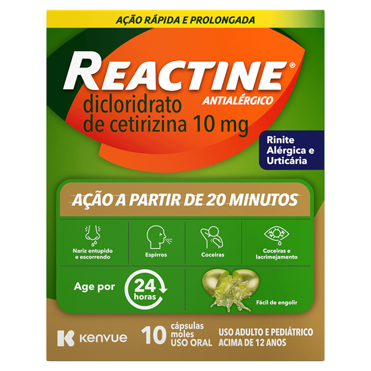 Reactine 10mg 10 Cápsulas Gelatinosas Moles - Kenvue