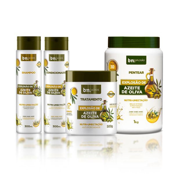 Kit Capilar Explosão de Azeite de Oliva Nutrição Vegana 4 Itens Bn.Cachos