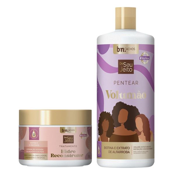 Kit Creme de Pentear Volumão + Tratamento Hidro Reconstrutor Do Seu Jeito