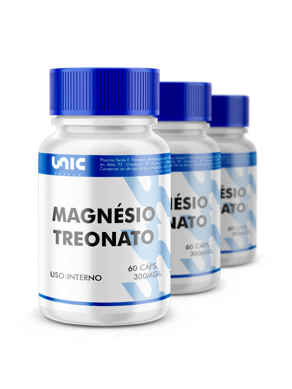 Kit 3 Magnésio L-Treonato 300Mg 180 Cápsulas - Unicpharma