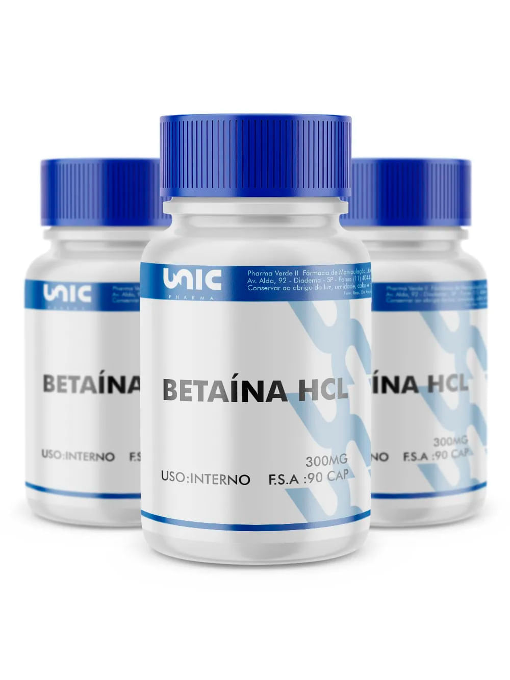Kit 3 Betaina Hcl 300Mg 90 Cápsulas