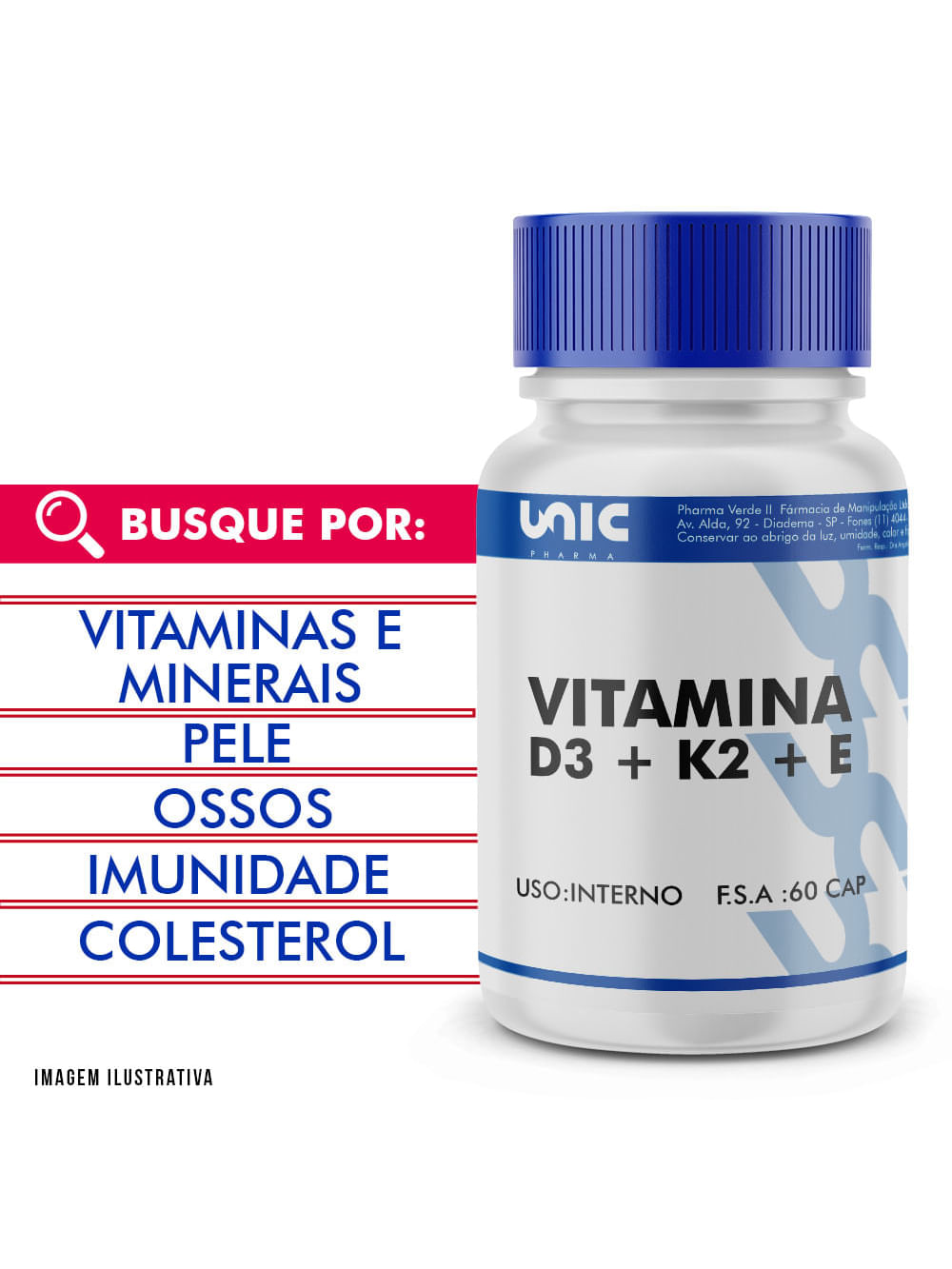 Vitamina D3 + Vitamina K2 + Vitamina E 60 Doses