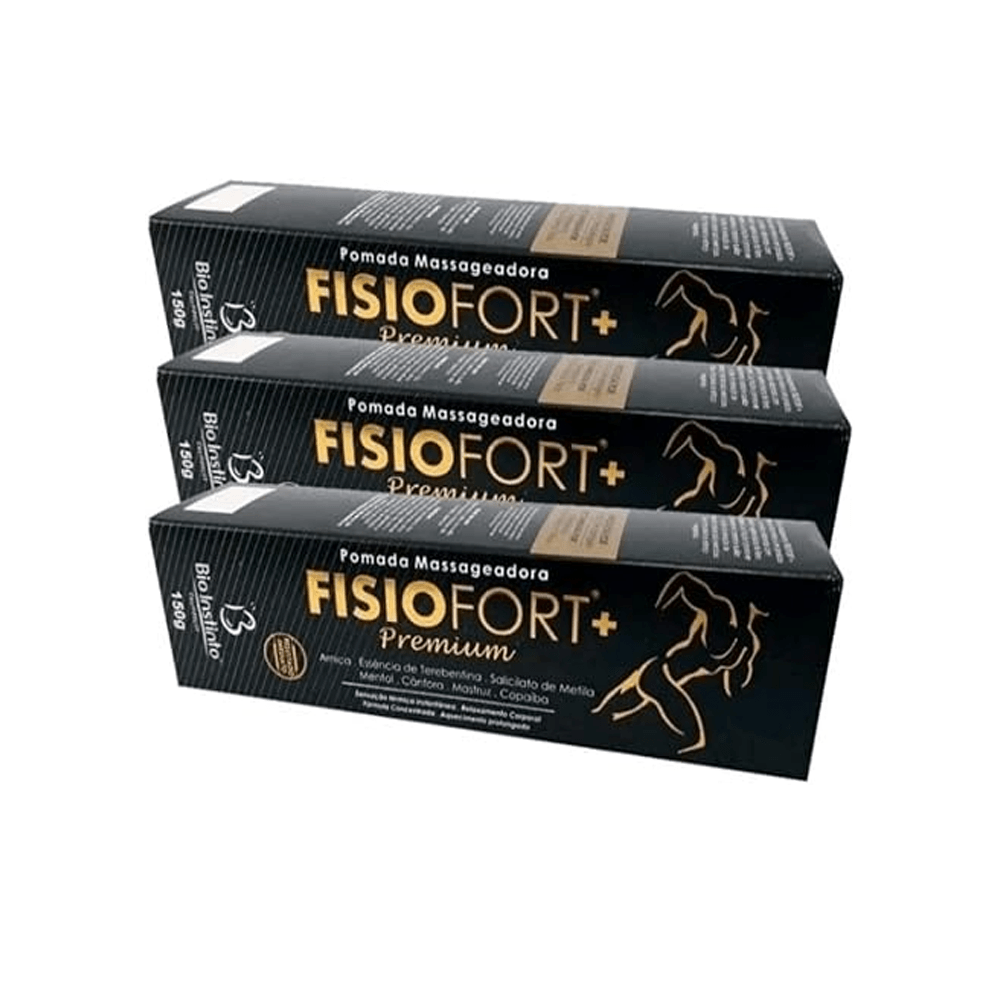 Kit C/3 Pomada Fisiofort+ Premium 150G Bio Instinto Relaxamento E Alívio Muscular