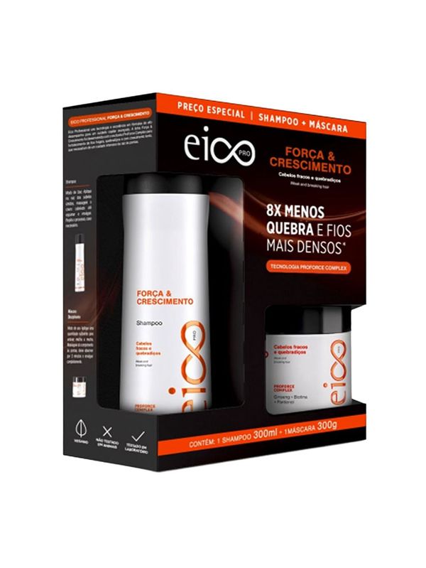 Kit Eico Pro Força & Crescimento Shampoo 300ml + Máscara 300g