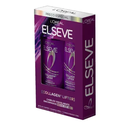 Elseve Kit Collagen Lifter Shampoo 385ml + Condicionador 170ml com colágeno vegetal