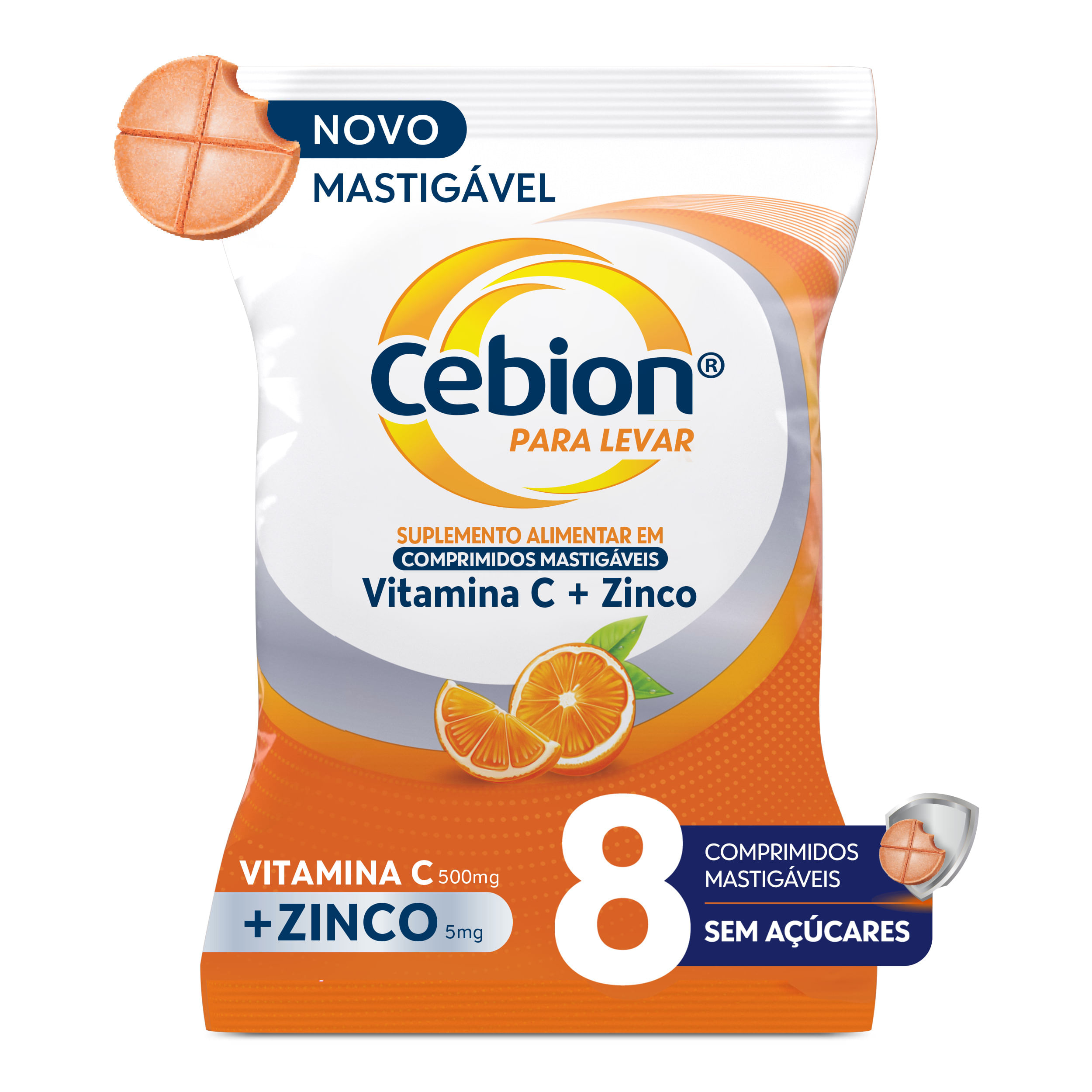 Suplemento Laranja Cebion Para Levar - 8 Comprimidos Mastigáveis
