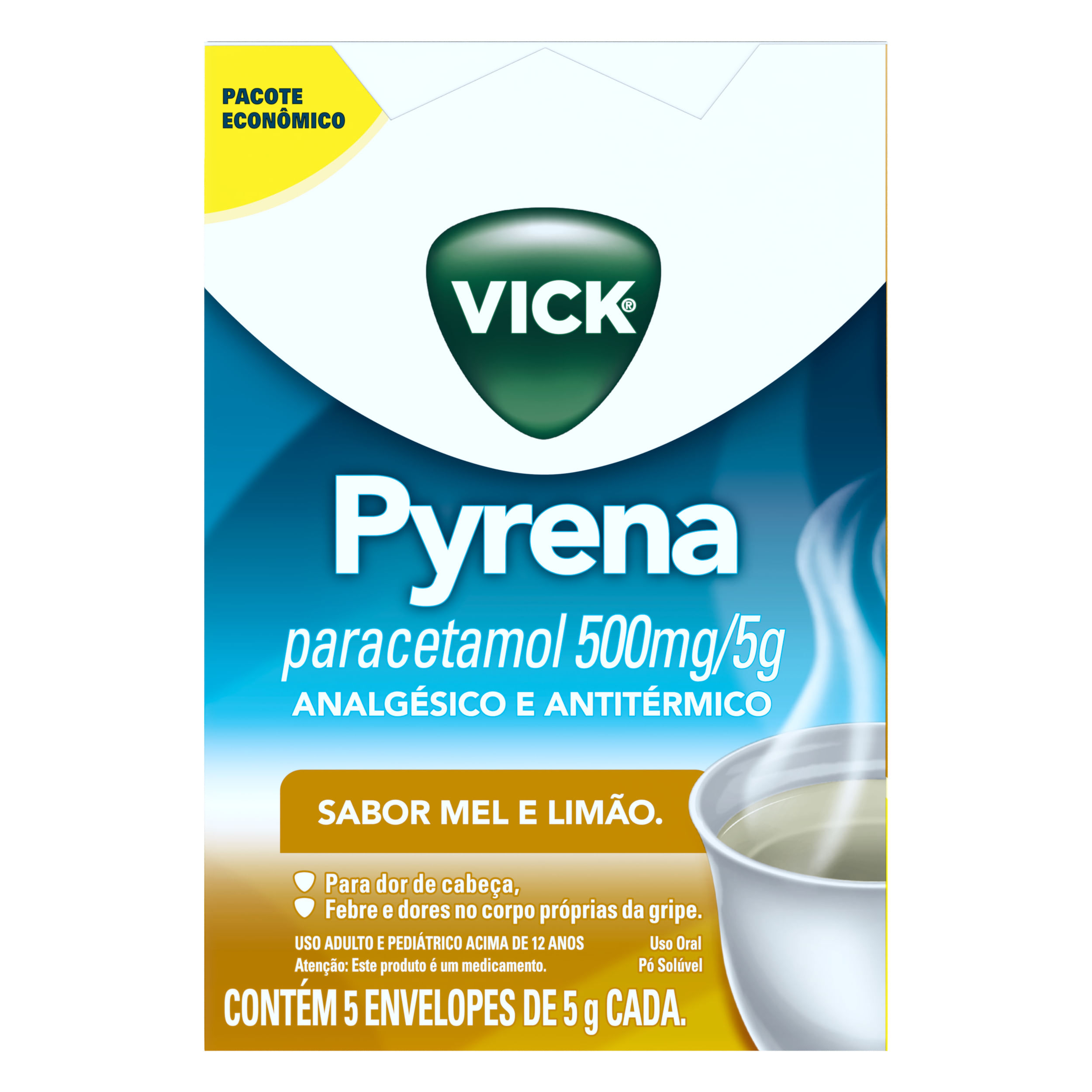 Chá Vick 500Mg Mel E Limão Pó Para Solução Oral - 5 Envelopes