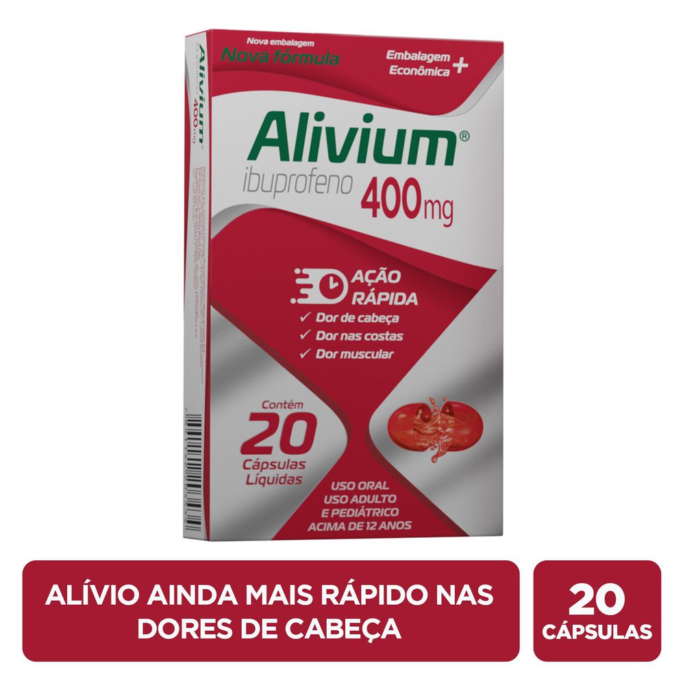 Alivium 400Mg Caixa 20 Cápsulas Líquidas Embalagem Econômica