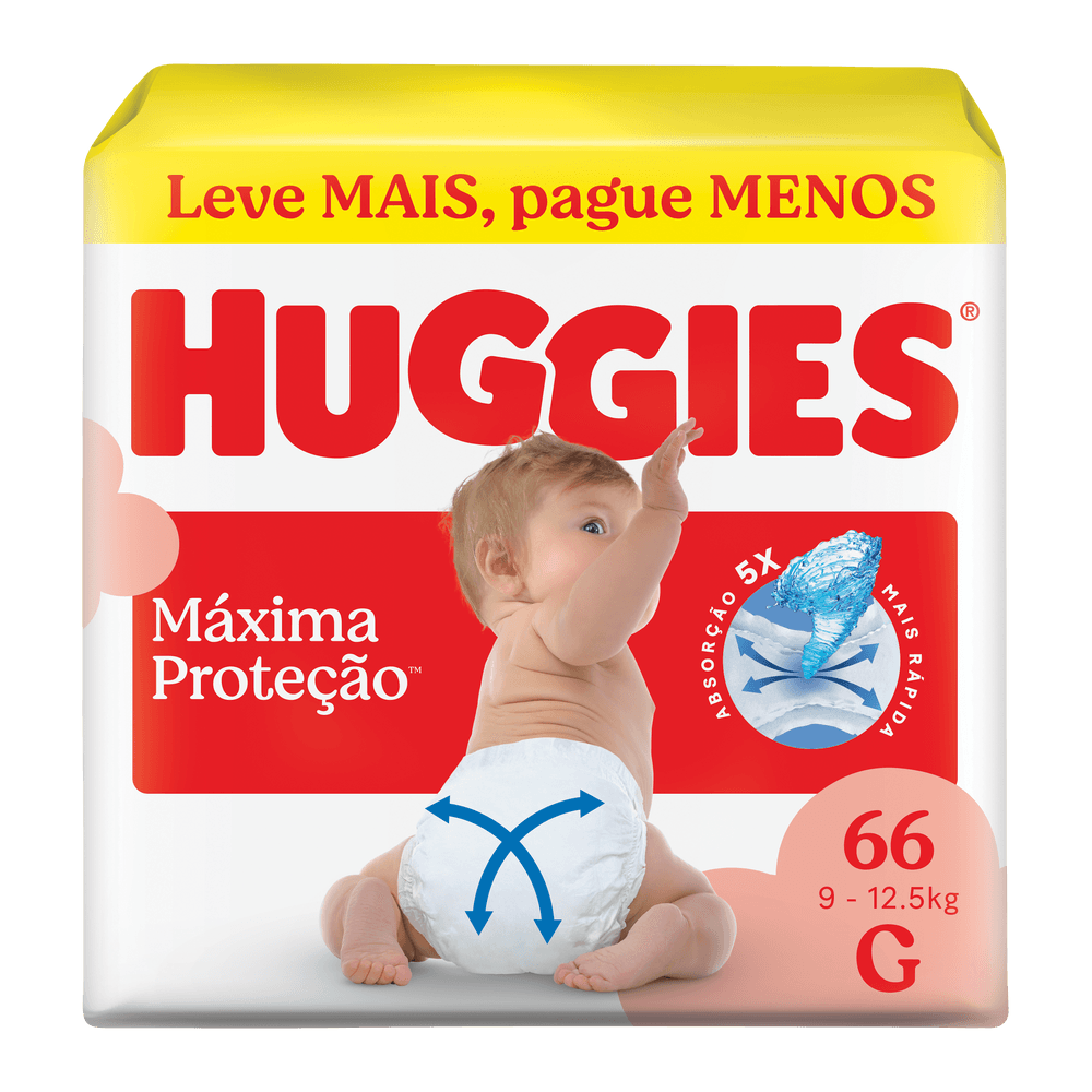 Fralda Huggies Máxima Proteção 66 Un G