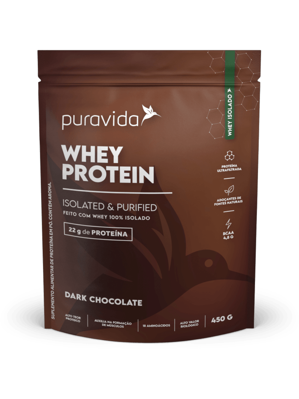 Whey Protein Isolado Dark Chocolate 450g Puravida
