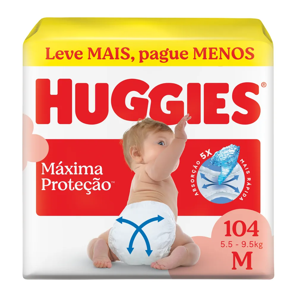 Fralda Huggies Máxima Proteção 104 Un M