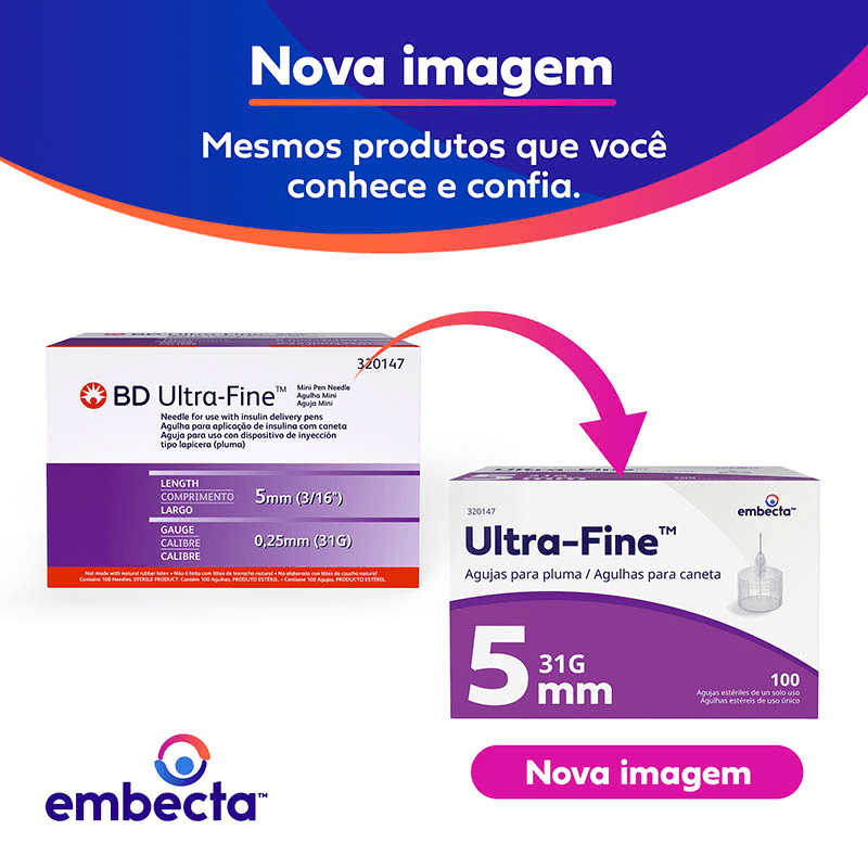 Agulha para Caneta BD Ultra-Fine 5mm - 100 Unidades