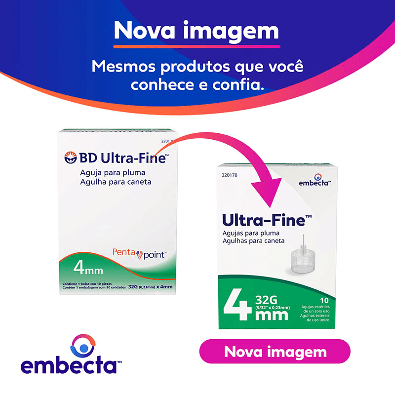Agulha para Caneta 4mm BD Ultra-Fine - 10 Unidades