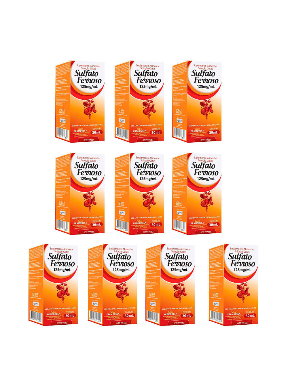 Kit C/10 Sulfato Ferroso Gotas 125Mg 30Ml - Arte Nativa