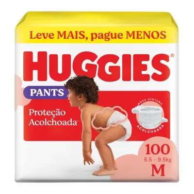 Fralda Huggies Pants Roupinha Proteção Acolchoada 100 Un M