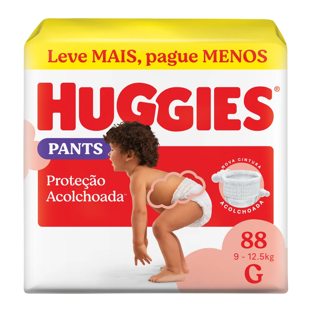Fralda Huggies Pants Roupinha Proteção Acolchoada 88 Un G
