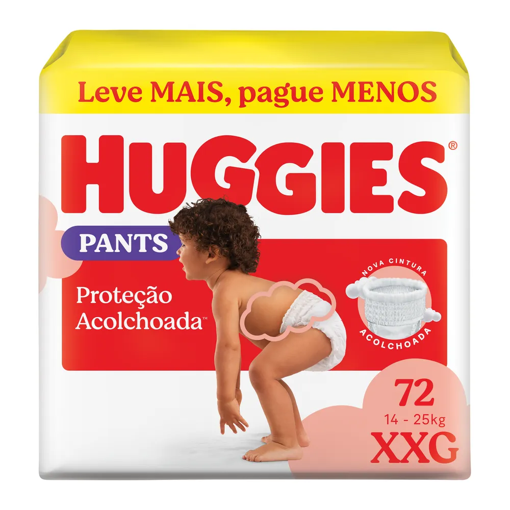 Fralda Huggies Pants Roupinha Proteção Acolchoada 72 Un XXG