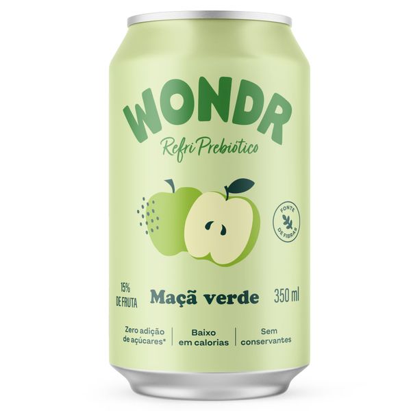 Refrigerante Prebiótico Maça Verde Wondr 350ml
