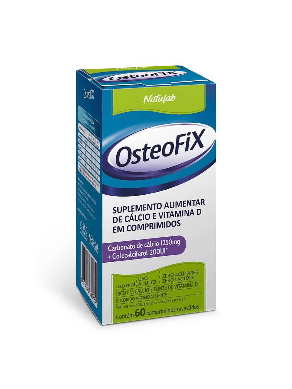 Osteofix Carbonato De Cálcio 1250Mg 200Ui C/60 Comprimidos