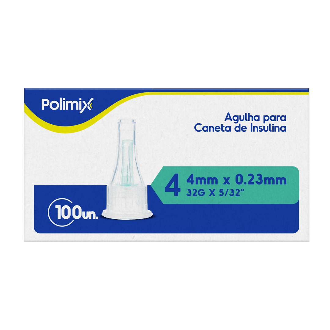 Agulha para Caneta de Insulina 4mm Polimix - 100 Unidades