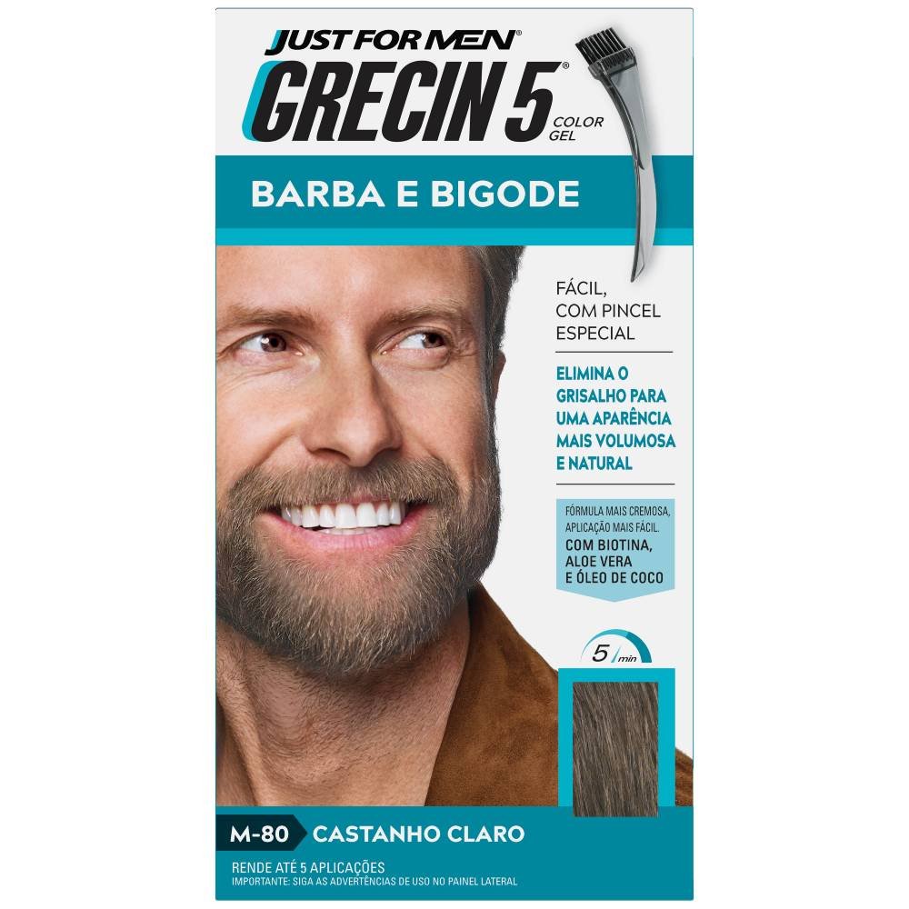 Tintura Barba Bigode Grecin 5 Castanho Claro - Grecin