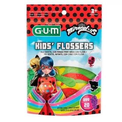 Fio Dental com Haste Gum Flosser Miraculous 20 Unidades Uva