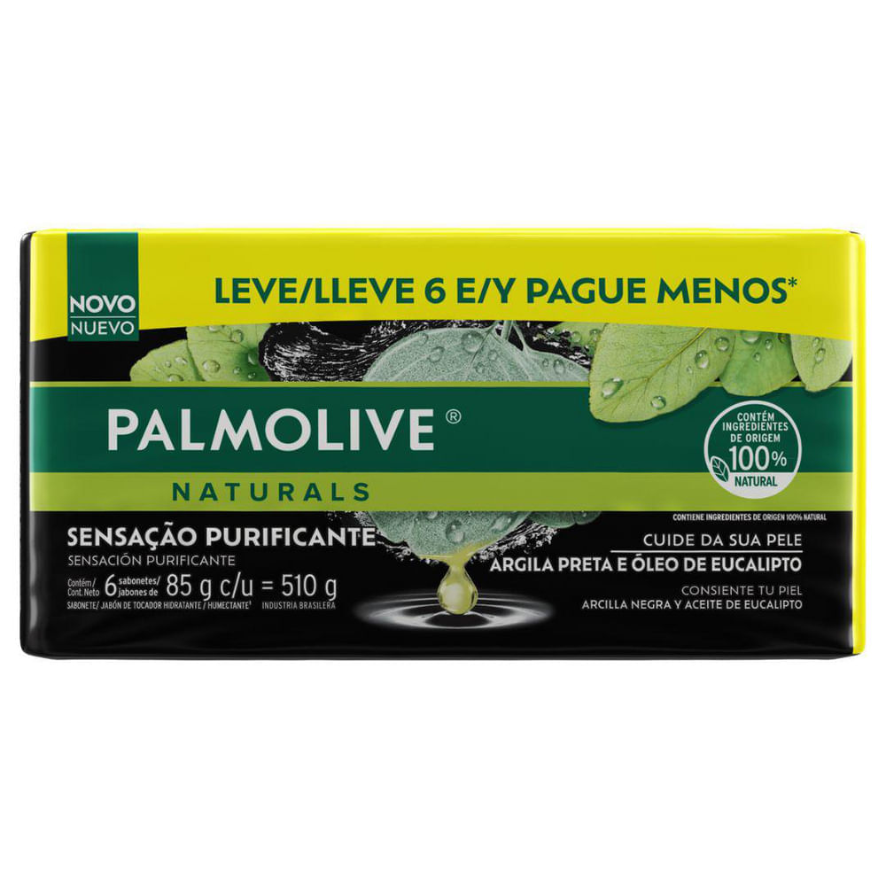 Kit Sabonete em Barra Palmolive Naturals Sensação Purificante 6 Unidades de 85g Promo