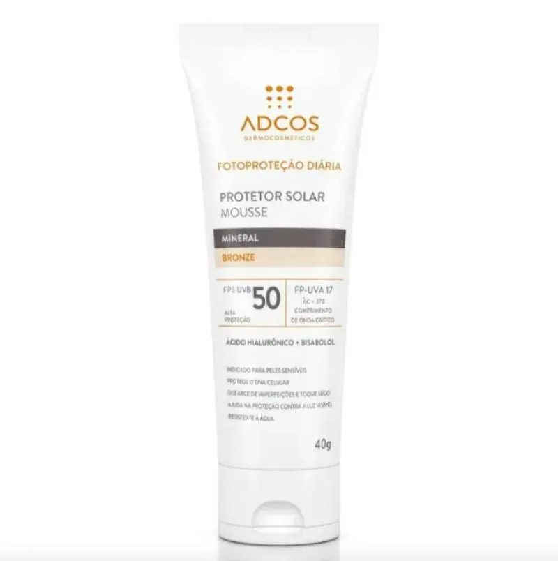 Protetor Solar Adcos Mousse Mineral FPS 50 40g - Adcos