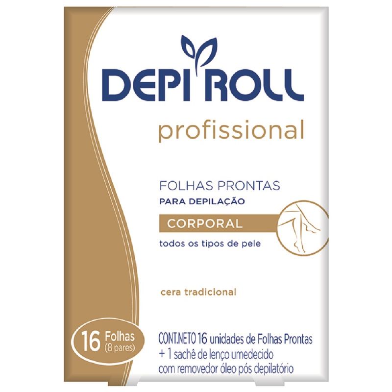 Folhas Prontas Depilatório Depi Roll-On Corporal Tradicional 8 Pares - Depi Roll