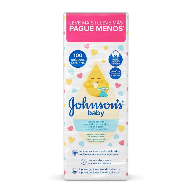 ALGODAO QUAD JNJ BABY S/PERF 100UN