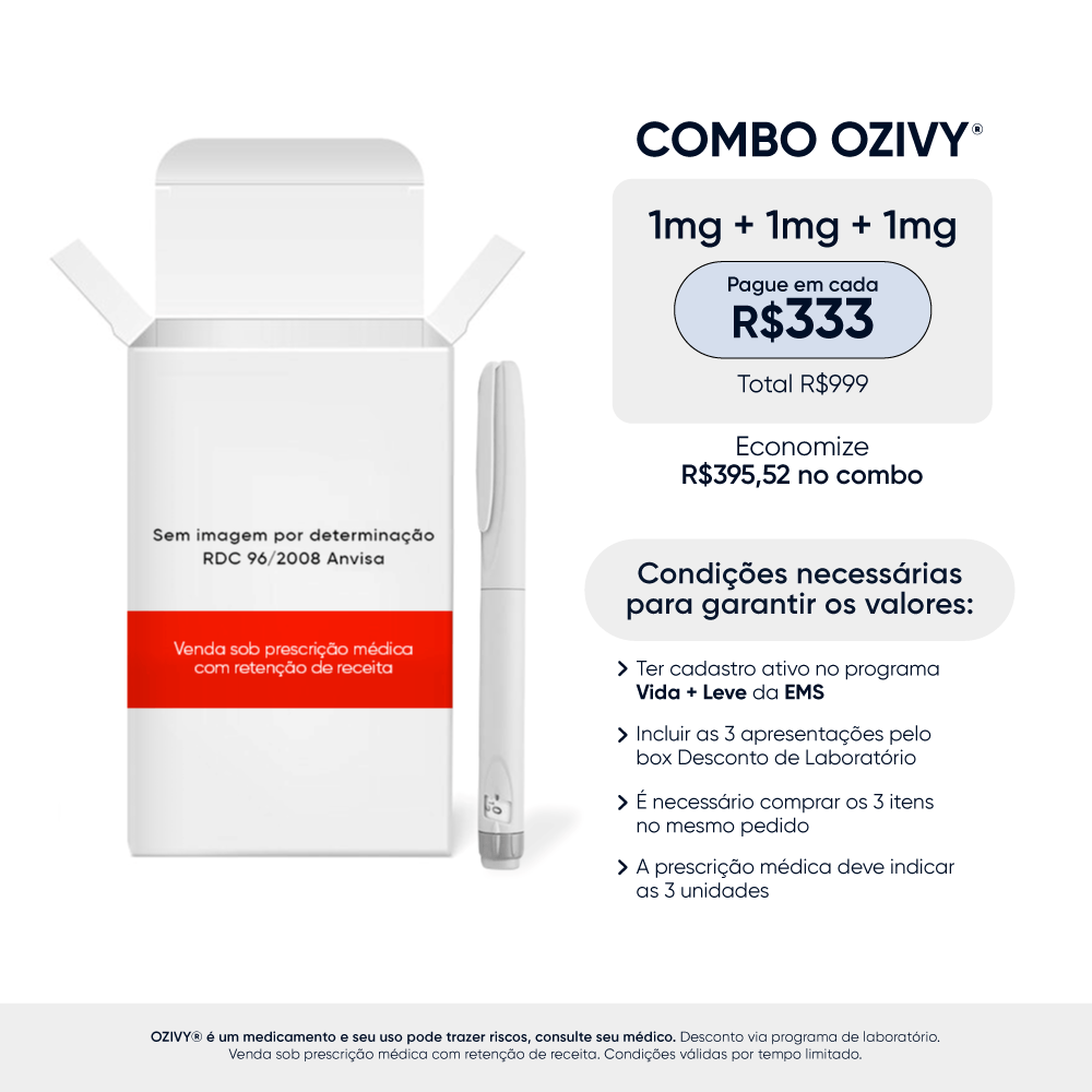 Ozivy 1mg Semaglutida 3ml 1 Caneta Injetável + 4 Agulhas Descartáveis