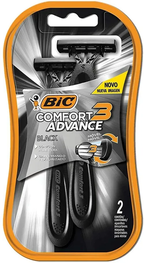 Aparelho Barbear Descartável Confort 3 Advance 2 Un Lâmina Cromo Bic