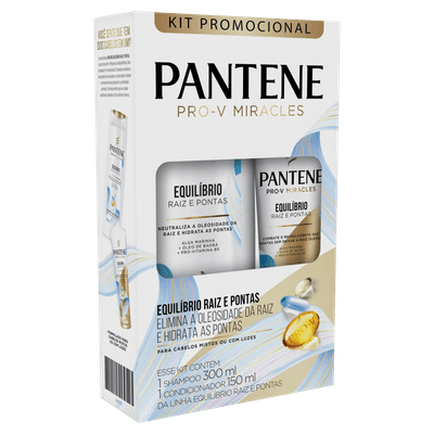 Kit Pantene Shampoo 300ml + Condicionador 150ml Equilíbrio Raiz e Pontas